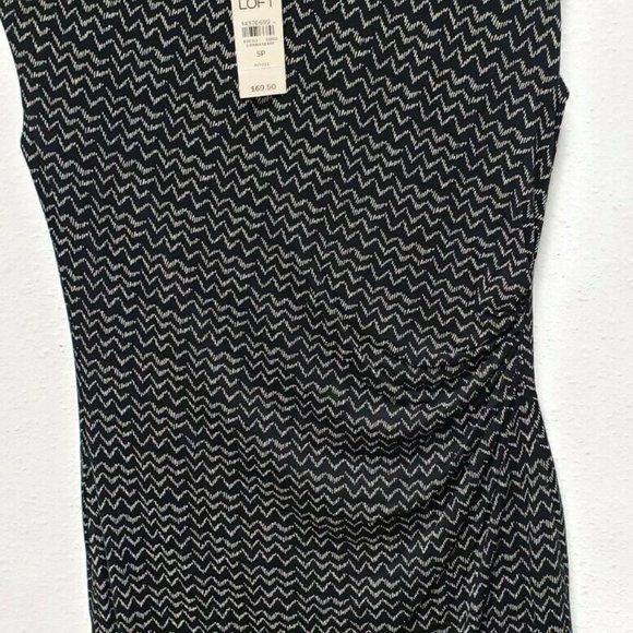 Ann Taylor LOFT Black Printed Dress Size Petite SM - Picture 3 of 6